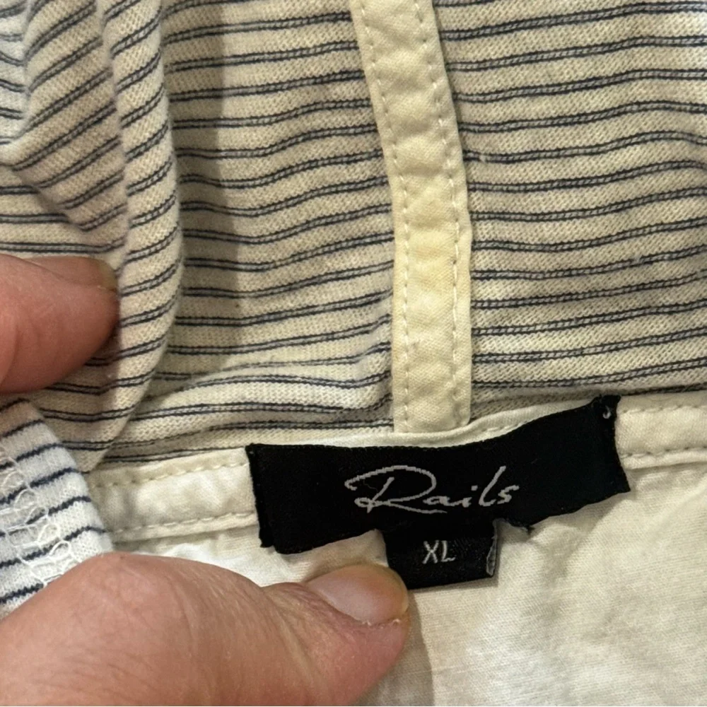 Men's Rails White Striped Hoodie Shirt size XL lightweight cotton